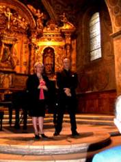 Marie Claire Nepi con Giovanni Truncellito durante la presentazione di un concerto